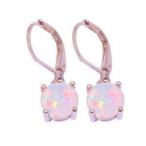 Last 1!White Fire Opal Silver Plated Drop Earrings